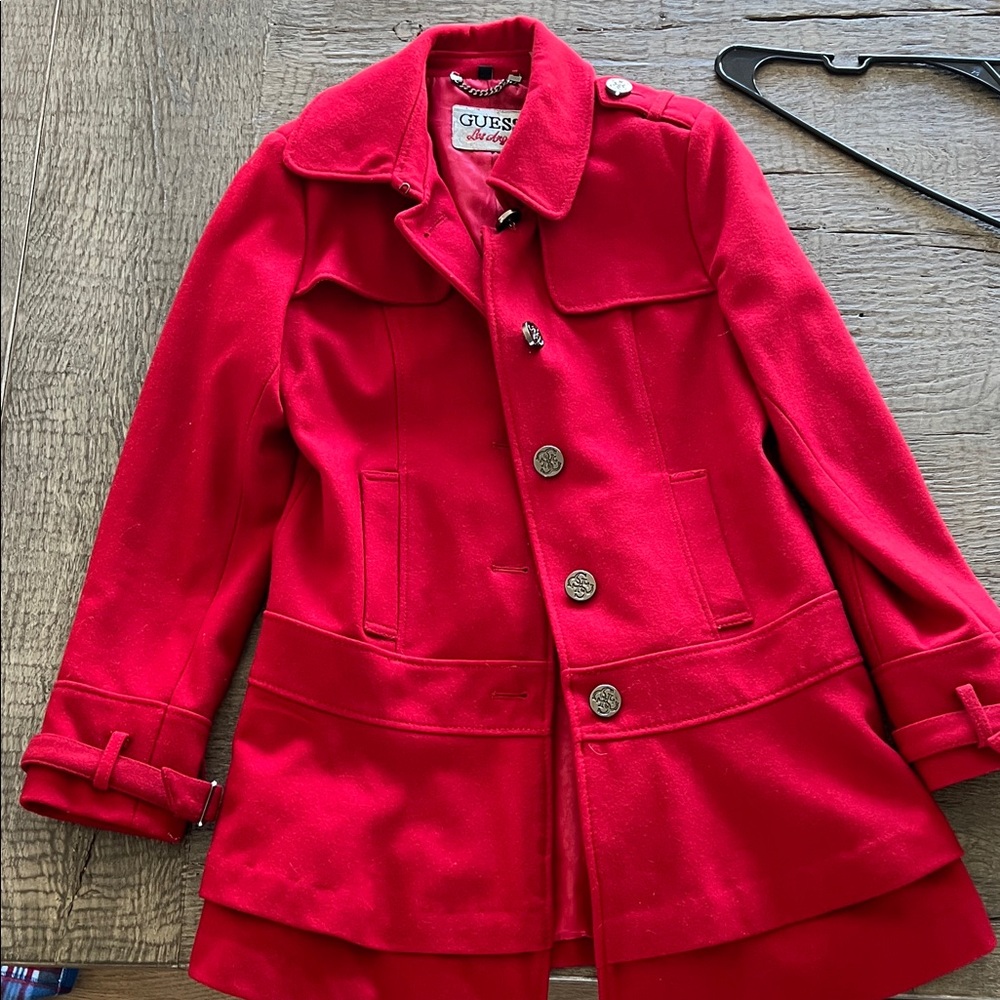 Guess Vibrant Red Buttoned Coat